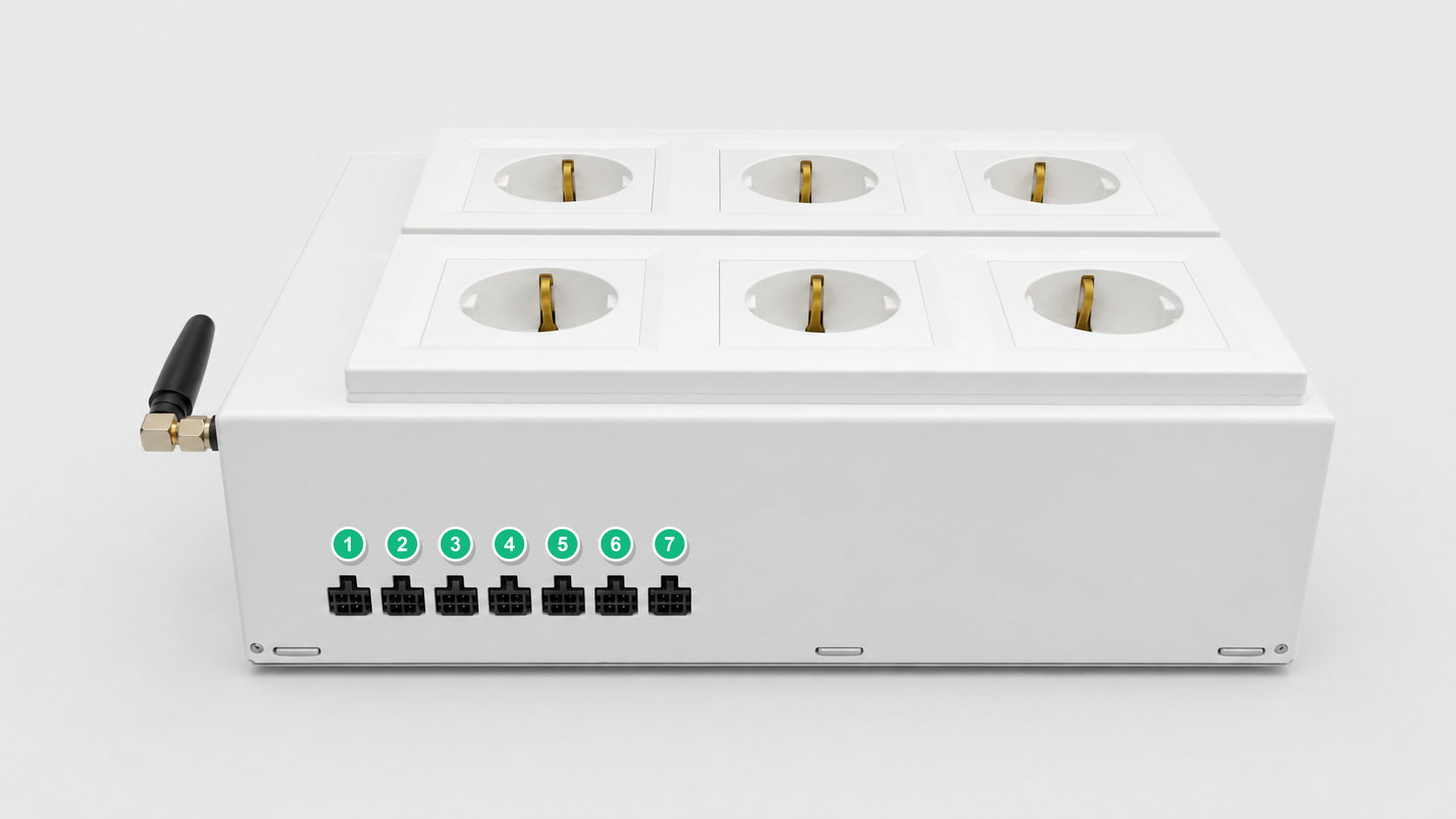 Передняя панель GrowPlugsV3 с семью пронумерованными каналами датчиков
